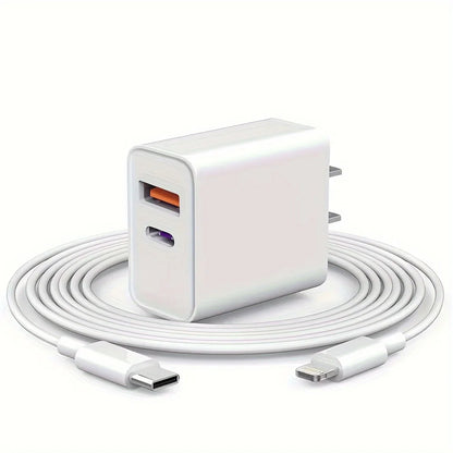 20W dual wall charger with 6-foot QC+PD 3.0 USB C power adapter, suitable for iPhone 14/14 Pro/13/15/15 Pro/XS/XR