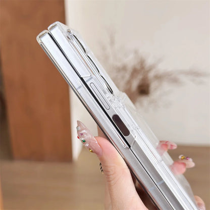 Flip Slot Card Wallet Clip Stand Phone Case For Samsung Galaxy Z Fold 7 6 5G Fold6 ZFold6 zfold6 Solid Color PC Protective Cover