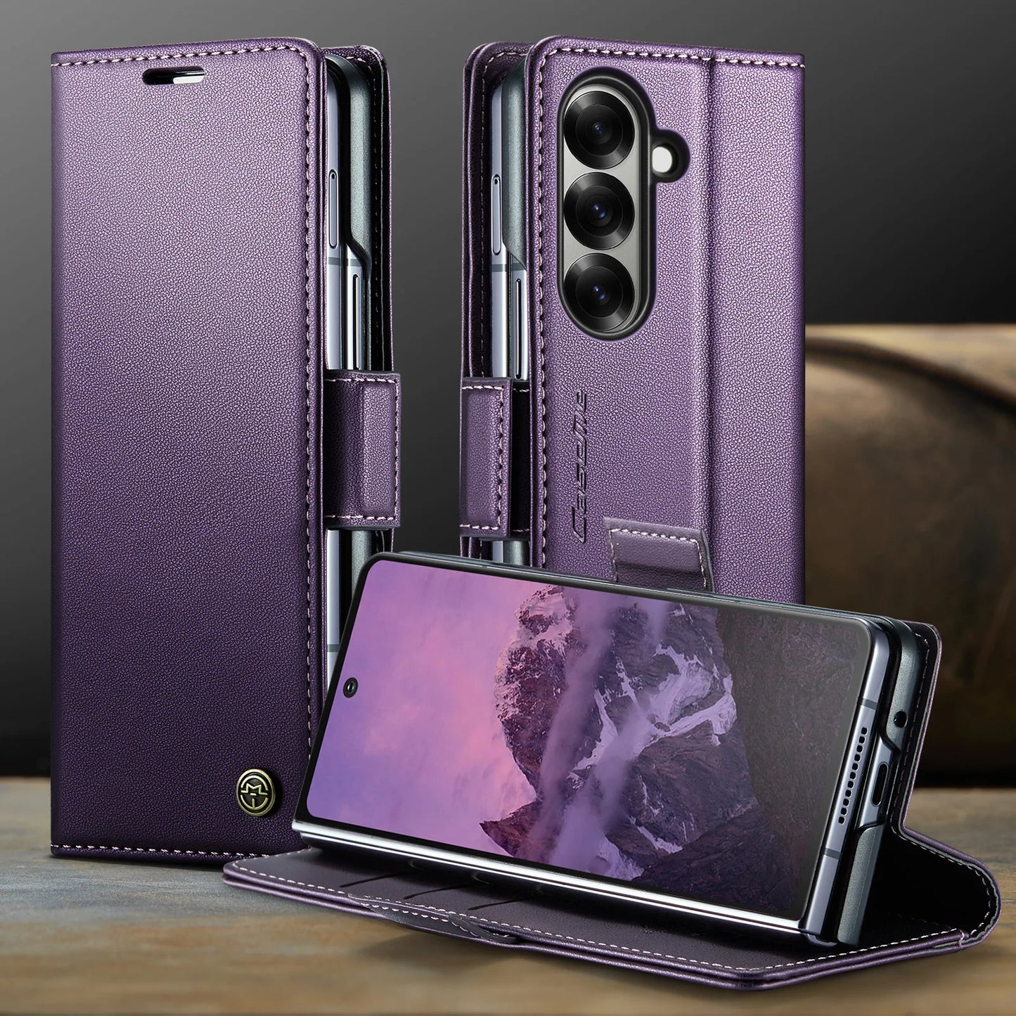 CaseMe Retro New PU Leather Magnetic Book Phone Case For Samsung Galaxy Z Fold 7 6 5 Wallet Flip Case For Samsung Galaxy Z Fold7