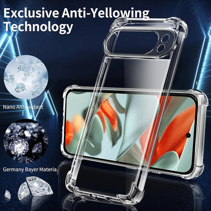 For Google Pixel 10 9 8 7 6 Pro XL 9a 8a 7a 6a Transparent Shockproof Silicone Clear Case Airbag Back Cover