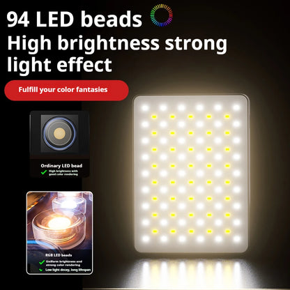 Cyber Technology Style RGB Magnetic Fill light Mobile Phone Selfie Video live Outdoor Shooting Clip light RGB Multi-style Lamp