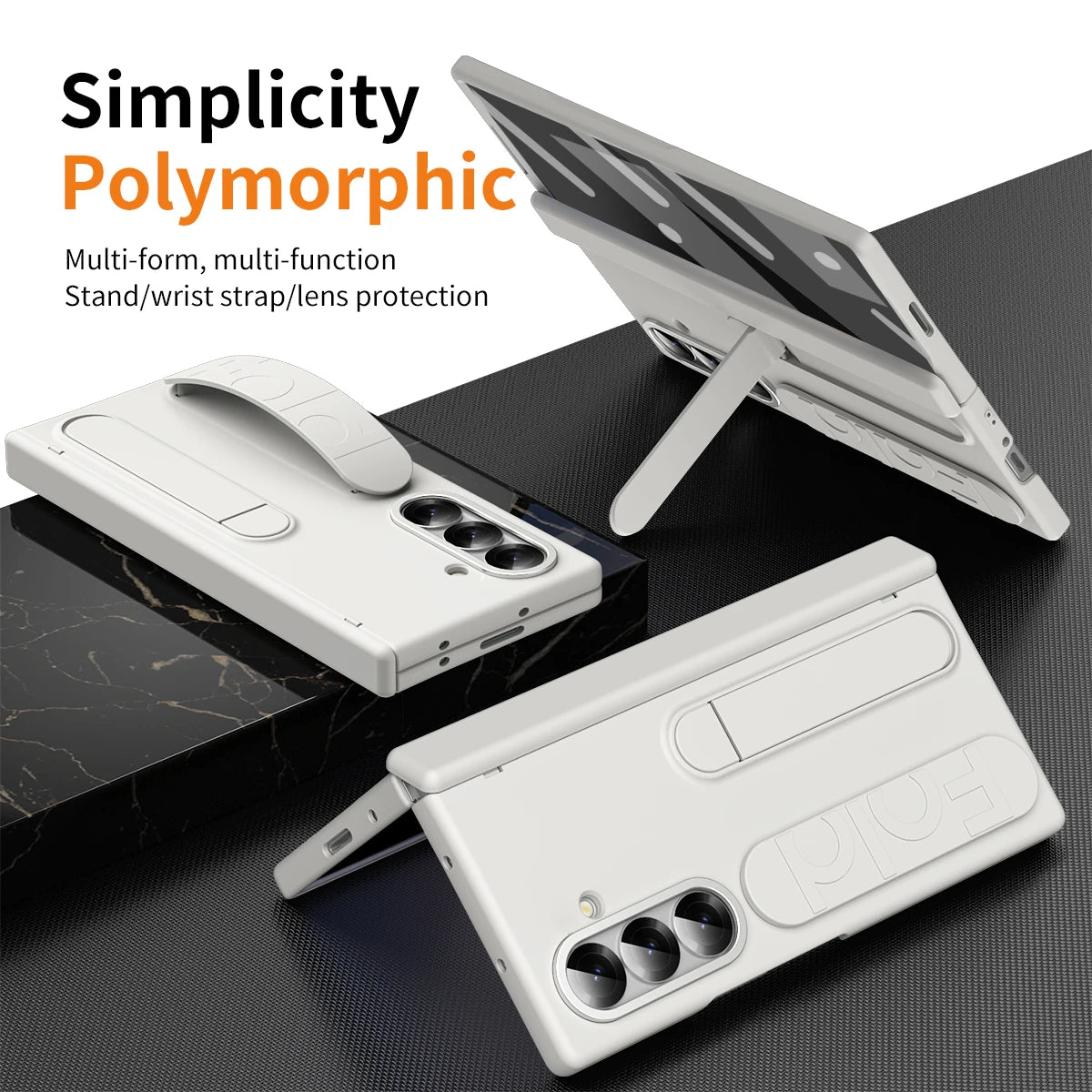 For Samsung Galaxy Z Fold 7 6 5 4 3 Luxury Wristband Hinge Lnvisible Folding Bracket Screen Glass Protect  Film Shockproof Cover