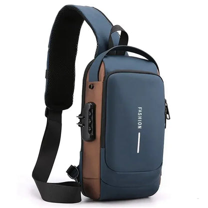 Men's anti-theft chest bag, multifunctional USB crossbody bag, travel sling bag, crossbody bag