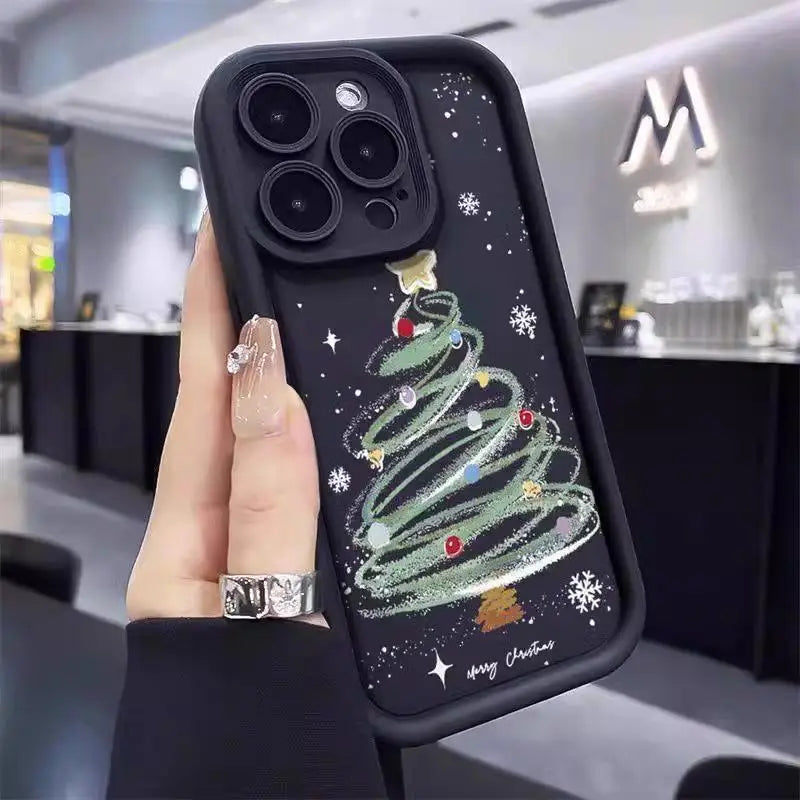 Merry Christmas Tree Gift Case For Google Pixel 8A 7A 9 Pro XL 7 8 PRO 7Pro Pixel7A Phone Casing Solid Color  Soft TPU