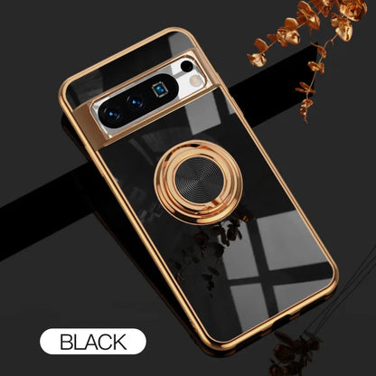 Shockproof Plating Ring Holder Phone Case For Google Pixel 10 9 Pro XL 9A 8A 8 Pro Cover Stand Back Shell Capa Funda Coque