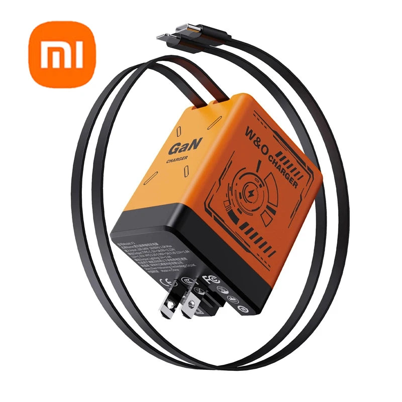 Xiaomi GaN120W Ultra Fast Charger With Retractable Type-C Lightning Cable Fast Charging Adapter For iPhone16 iPad Samsung Huawei