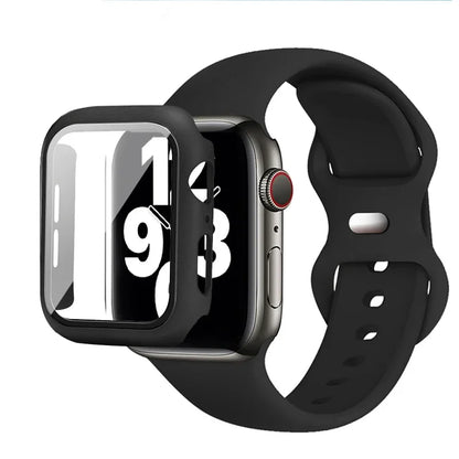 Silicone Strap+case for Apple Watch Band 44mm 40mm 45mm 41mm 49mm 42mm 38mm 44 45 Mm Bracelet Iwatch Ultra Series 7 Se 3 4 5 6 8