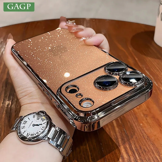 For iPhone 17 Air 17 Pro Max Luxury Case New Camera Protector Glitter Bling Clear PC Cover for iPhone 13 12 11 14 15 16 Pro Max