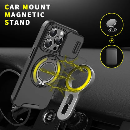 360°Rotating Hidden Metal Ring Car Holder Soft TPU+Hard PC Bumper Phone Case For IPhone 15 Pro Max 13 12 11 14 16 Pro Max Plus