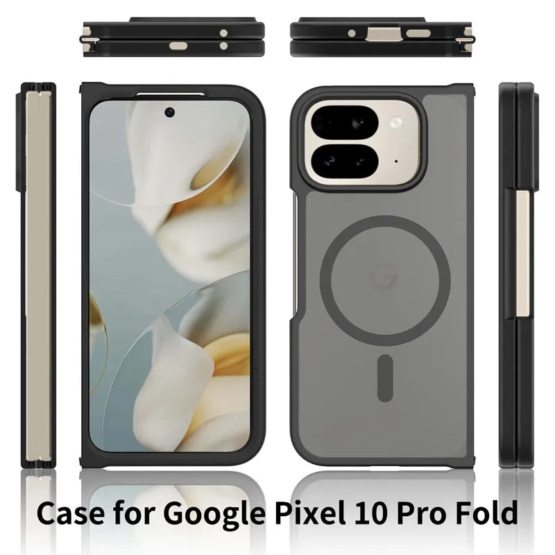 For Google Pixel 10 Pro Fold Magnetic Case ELVEV Anti-drop TPU Hard PC Matte Transparent Suction Phone Cover