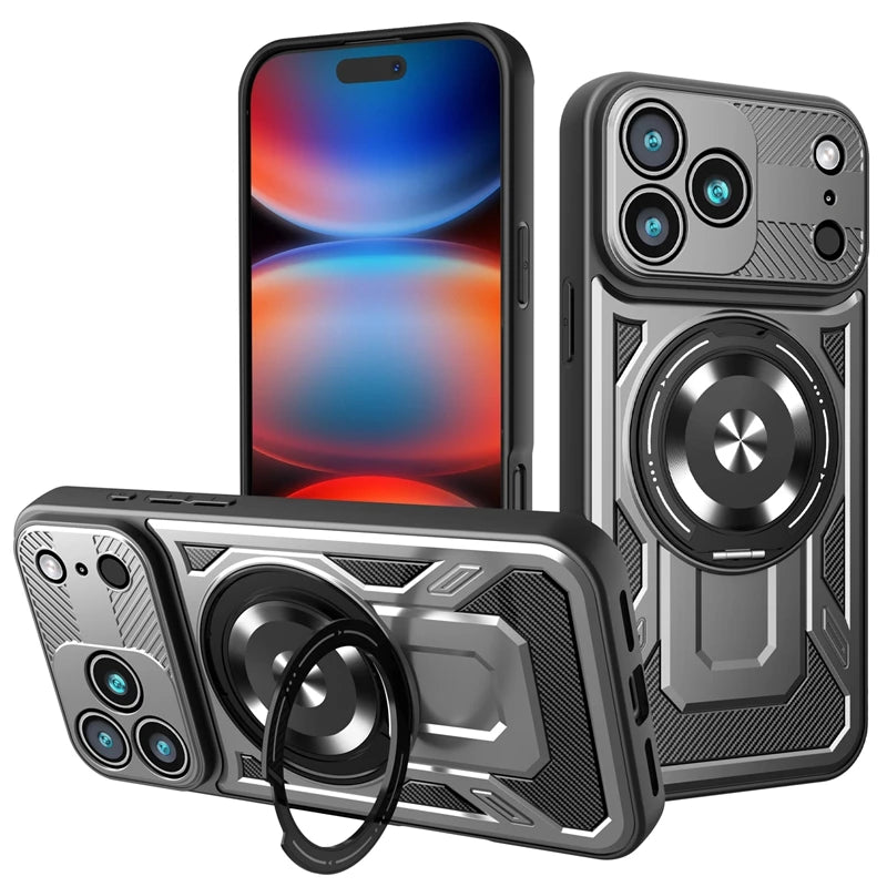 Magsafe Wireless Charging Stand Holder Cover For iphone 17 Pro Max iphone17 Air 5G Magnetic Ring Armor Phone Case