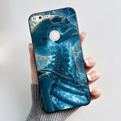Case For Google Pixel 1 Soft Silicone Black Case For Google Pixel 1XL Elegant Style New Design Pattern Koi Dragon King Casing
