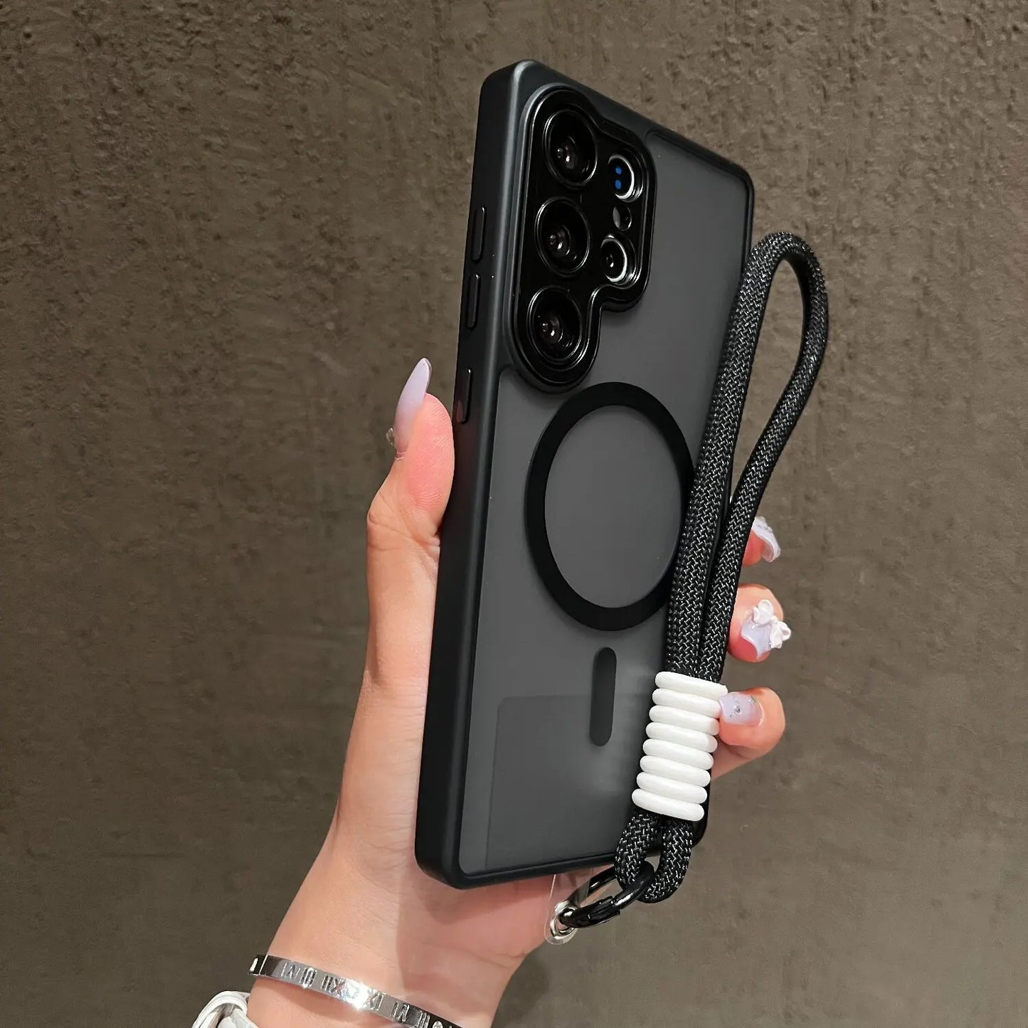 New Matte Translucent With Lanyard Shockproof Magnetic Cover for Samsung Galaxy S25 Edge S24 S23 Ultra Plus S24FE Magsafe Case