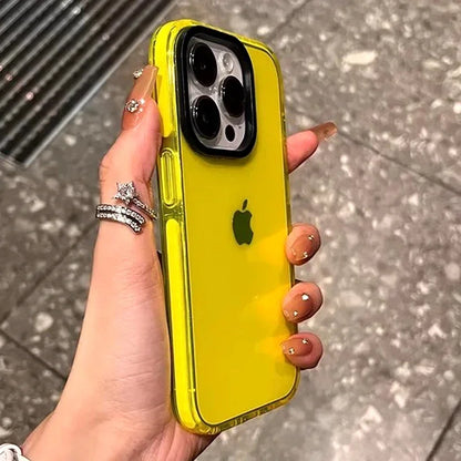 Luxury Transparent Airbag Phone Case For iPhone 17 16 15 14 13 12 11 Pro Max Plus 17 Air Contrasting Bumper Shockproof TPU Cover