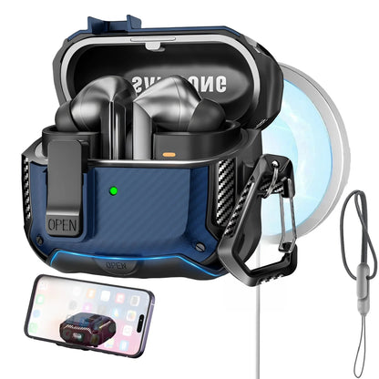 for Samsung Galaxy Buds 3 Pro Case with Secure Lock Carbon Fiber Protective Phone Holder Design Case for Samsung Galaxy Buds 3