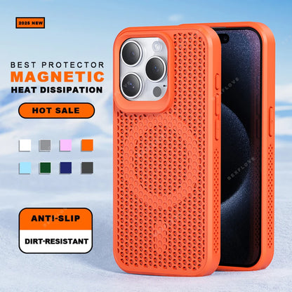 New Heat Dissipation Magnetic Phone Case for iPhone 14 15 16 Plus 11 12 13 16 Pro Max Matte Magsafe Charging Shockproof Cover