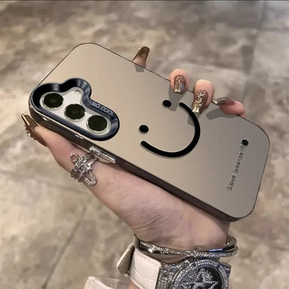 For Samsung Galaxy S25 S24 S23 Ultra S22 Plus S21 FE Case Color Silver Smile Cheeks Cover For A56 A55 A54 A53 A36 A25 A24 Funda