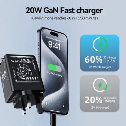 W&O GaN Fast Charging Cable Type C 20W and Lightning Liquid Silicone Cable for iPhone 14 15 Pro Max Xiaomi Realme Redmi ﻿