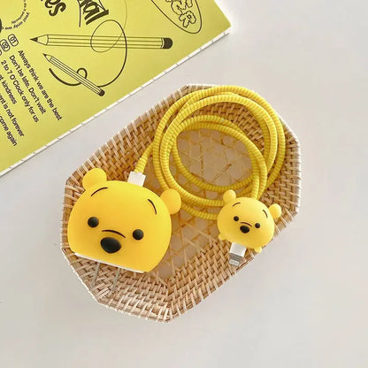 4Pcs/set Cable Protector for iPhone / iPad 18W/20W Charger Protection Cute Cartoon Protector Spring Cable Winder Accessories
