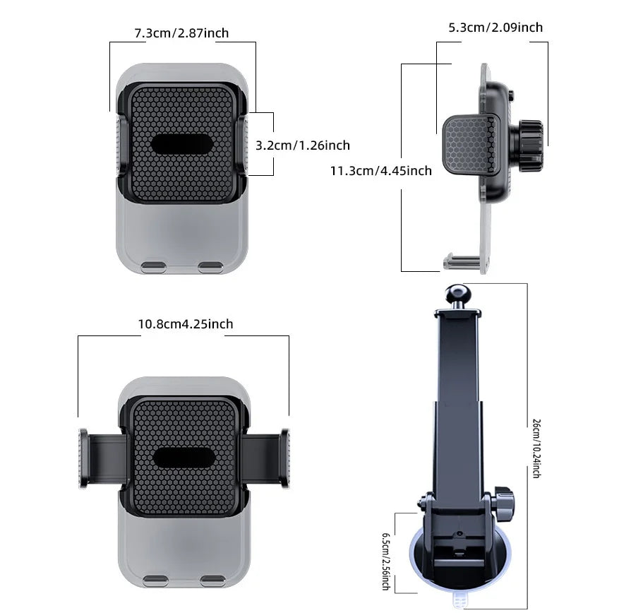 Car Phone Mount 360° Adjustable - Strong Suction Cup, Heat Dissipation & Breathable, Universal Compatibility for All Phones
