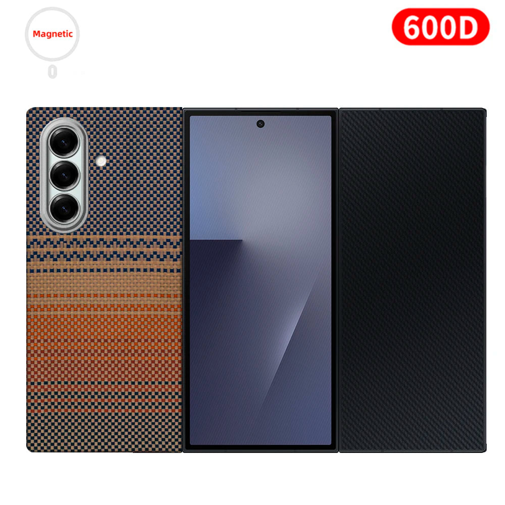 For samsung galaxy z trifold aramid case 600d kevlar carbon aramid fiber fabric thin hard cover magnetic balck Slim light premiu