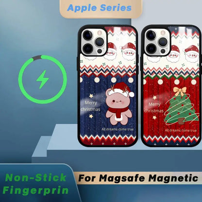 Merry Christmas New Year Phone Case MagSafe Magnetic for iPhone 16 15 14 13 12 11 Pro Plus Max Mini Wireless Charger Funda