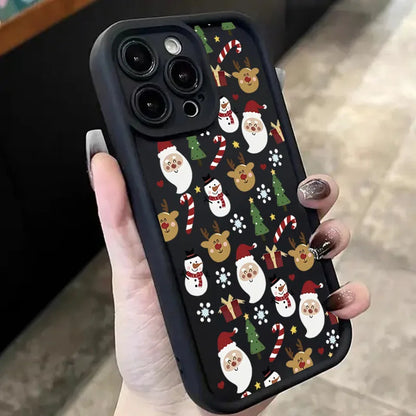 Santa Claus Reindeer And Snowman Phone Case For iPhone 17 16 Pro Max 15 14 13 12 11 XS XR 7 8 Plus 16E Shockproof Soft TPU Cover