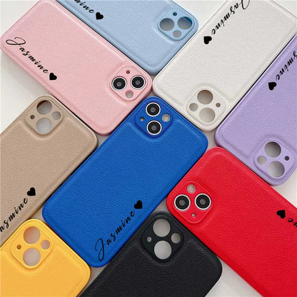 16 15 14 13 Pro Max Case Personalised Customized Name Leather Luxury Korea Cover For iPhone 13 12 11 Pro Max - covers4phones