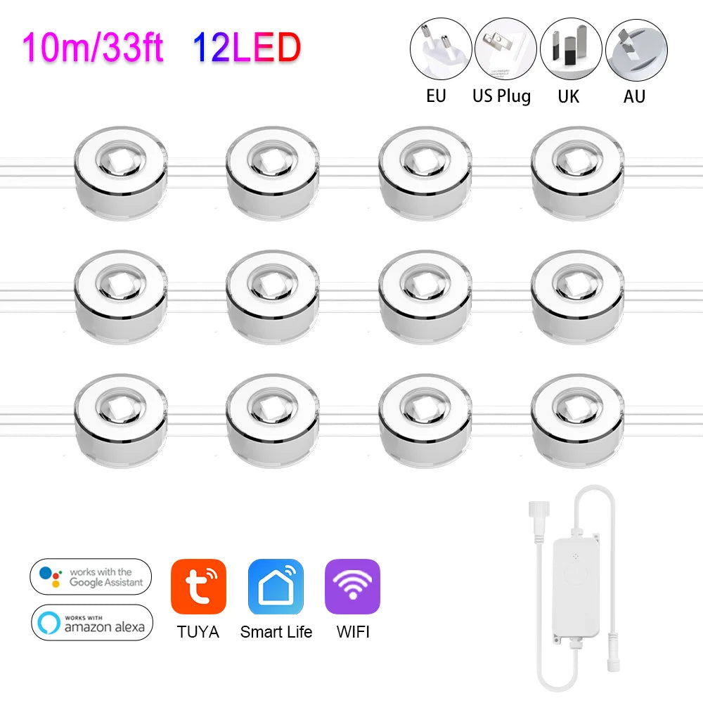 Smart RGBIC LED Eave Lights 100FT Permanent Outdoor Waterproof WiFi Dimmable with Alexa Google Tuya for Holiday Party Home Decor