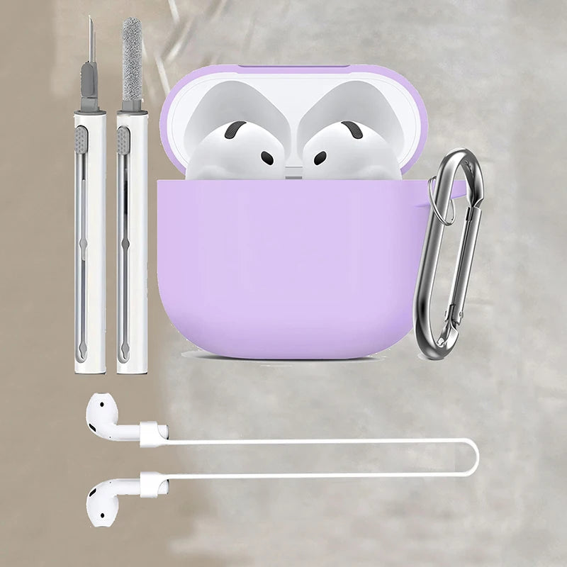 Silicone earphone case For Apple AirPods 4 Case Wirless hesdphones Earbuds case with   hook