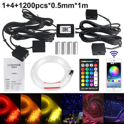 RGBW 1/2/4/6/8 split machine 2400x household car roof starry sky light kit roof fiber optic ceiling