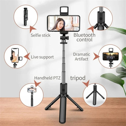 F2 10 Mobile Phone Live Holder Smartphone Retractable Wireless Live Broadcast Stand Dimmable Selfie Stick LED Fill Light Video