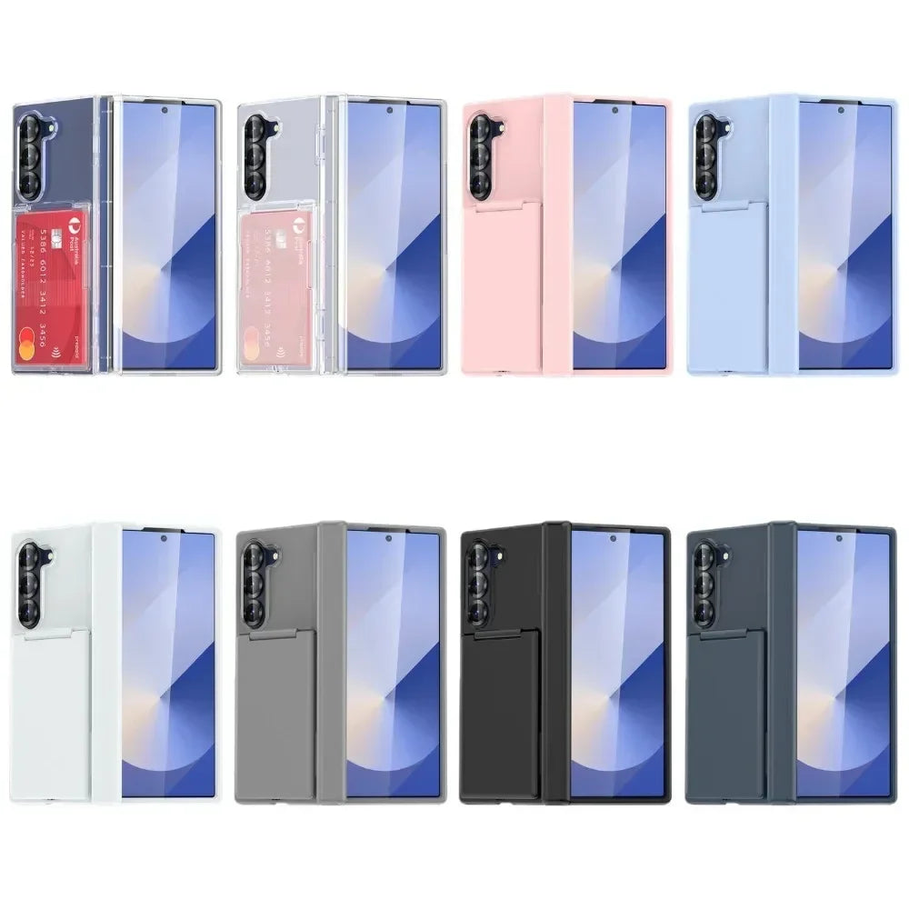 Kickstand Folding Bracket Flip Card Slot Holder Phone Case For Samsung Galaxy Z Fold 7 6 5 Fold7 Fold6 Fold5 5G Matte Cover