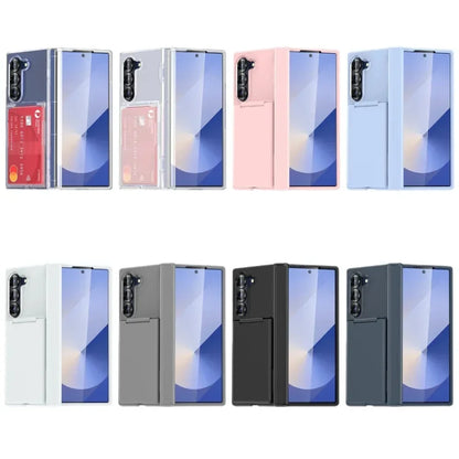 Kickstand Folding Bracket Flip Card Slot Holder Phone Case For Samsung Galaxy Z Fold 7 6 5 Fold7 Fold6 Fold5 5G Matte Cover