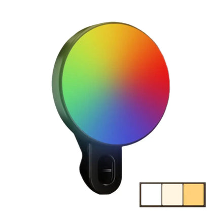 RGB Clip-On Selfie Ring Light with 3 Color Temperatures, Portable Makeup Lighting for Live Streaming, Photography, Video Calls