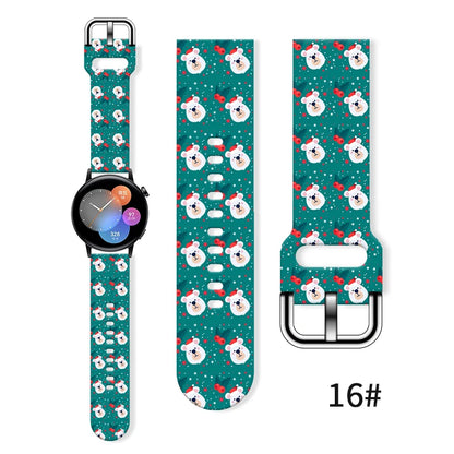20MM Christmas Series 4 Printed strap for Samsung Galaxy Watch 7/6 40mm 44mm Band Replaceable Bracelet for Xiaomi Huawei Watch