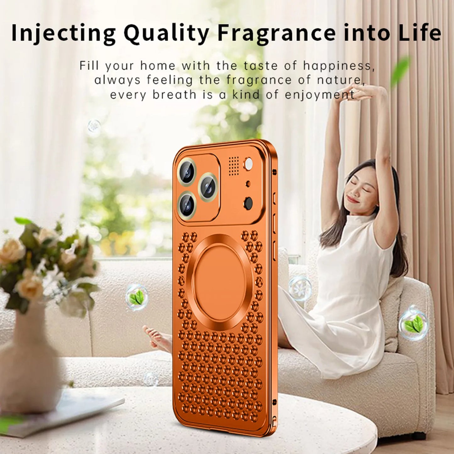 Aroma Metal Phone Case For iPhone 17 16 15 14 13 12 Pro Max Aluminum Alloy Heat Dissipation Anti-fall Lens Protect Magnetic Case