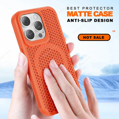 New Heat Dissipation Magnetic Phone Case for iPhone 14 15 16 Plus 11 12 13 16 Pro Max Matte Magsafe Charging Shockproof Cover