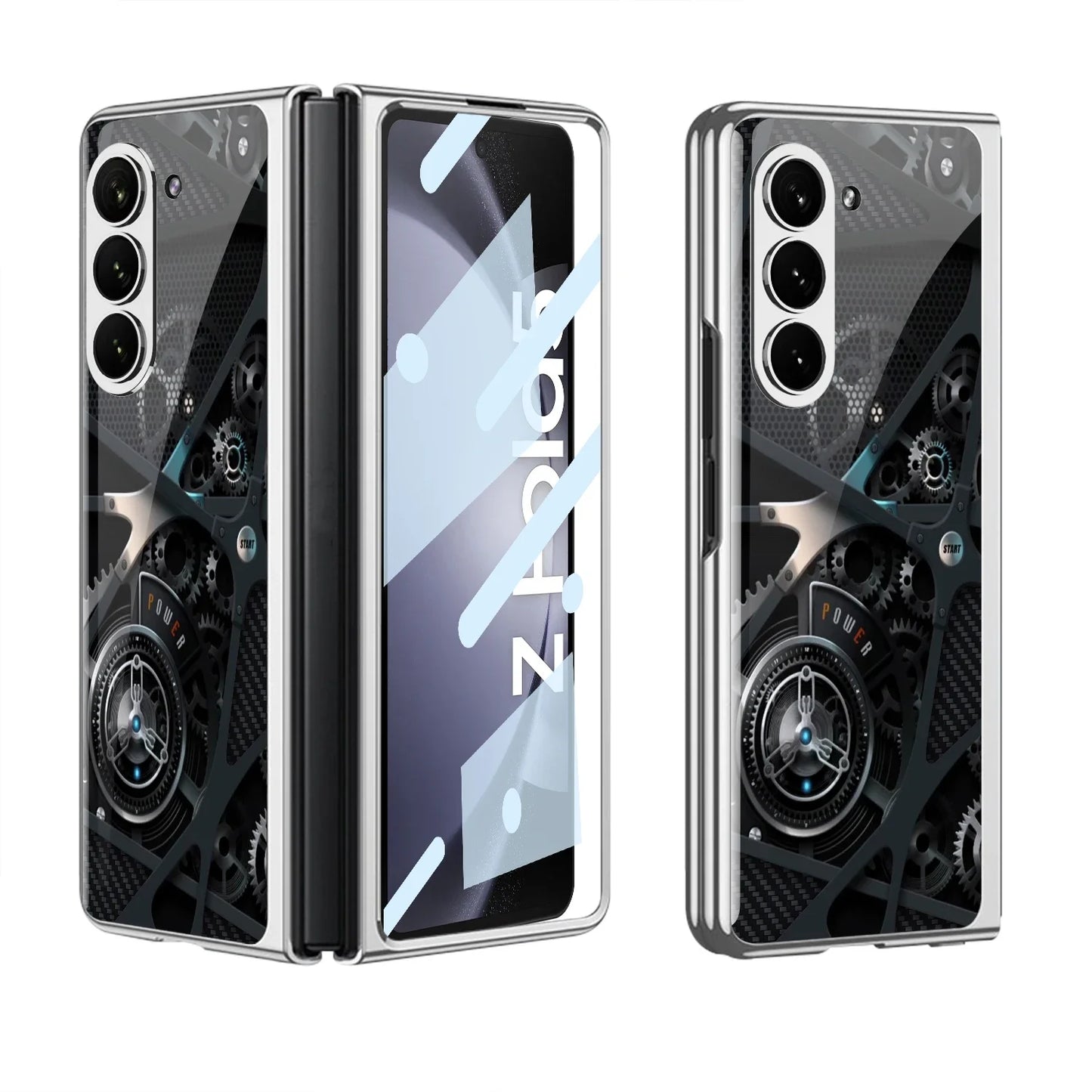 GKK Electroplated Painted Tempered Glass Case For Samsung Galaxy Z Fold 5 With Screen Glass Hard Cover For Galaxy Z Fold5 4 Case