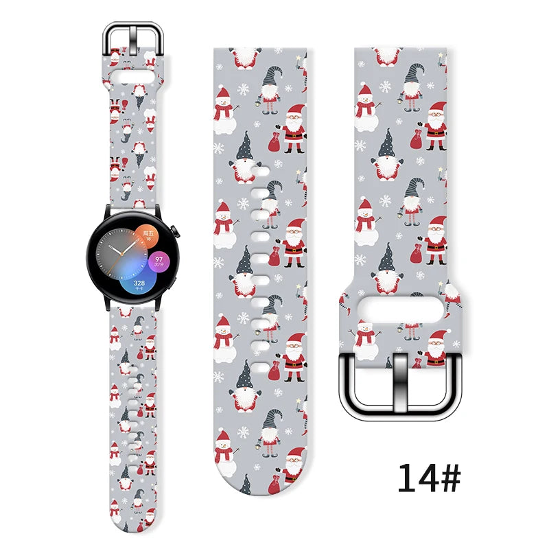 20mm Christmas 6 Strap for Samsung Galaxy Watch 7/6/5 40mm 44mm Band Replaceable Bracelet for Xiaomi Huawei Amazfit Watchband