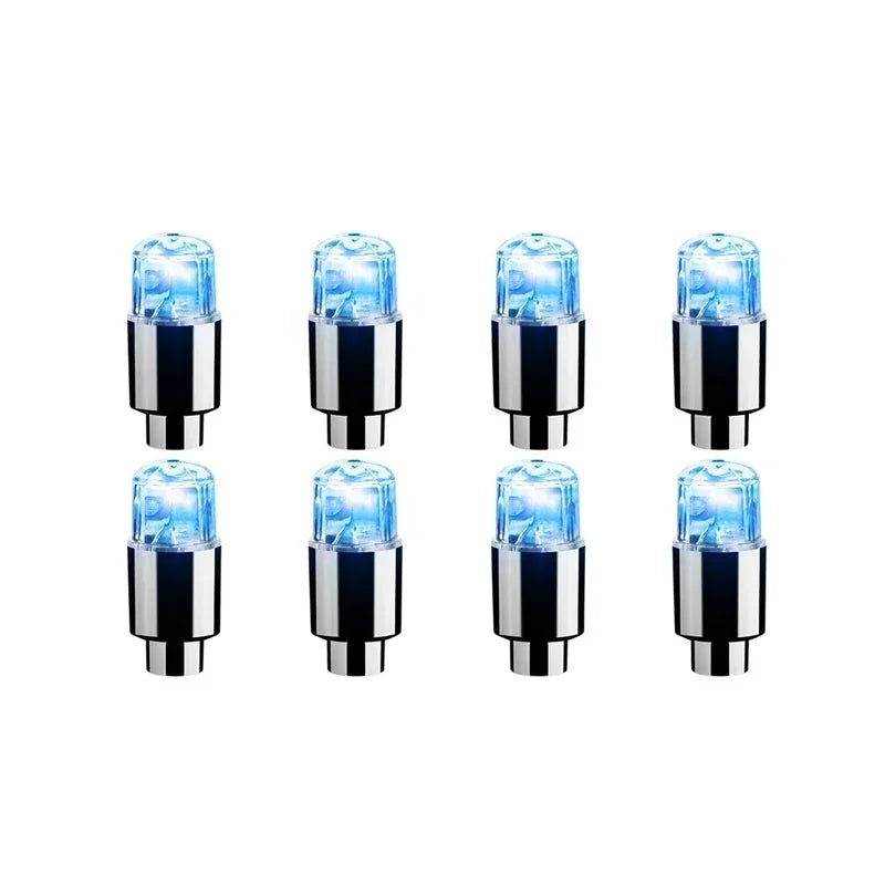 2/4/8Pcs Colorful LED Wheel Lights Car Tire Valve Caps Neon Light Universal Motorcycle Bicycle Valve Cover Auto Accessories