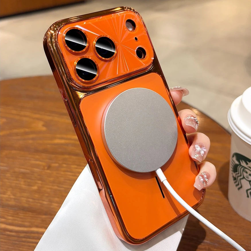 For iPhone 17 Pro Max Magsafe Case AG Matte Back Plating Bumper Cover for iPhone 13 14 15 16 Pro Max 17Pro Laser Pattern Cases