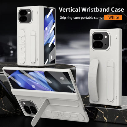 For Google Pixel 9 10 Pro With Hinge Phone Case Wristband Wrist Strap Stand Screen Protection Film Shockproof Protecion Cover