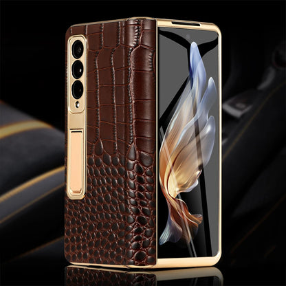 LANGSIDI Brand Luxury Genuine Leather Shockproof Case for Samsung Galaxy Z Fold 3 4 5 6 Magnetic Hinge Protective Stand Cover
