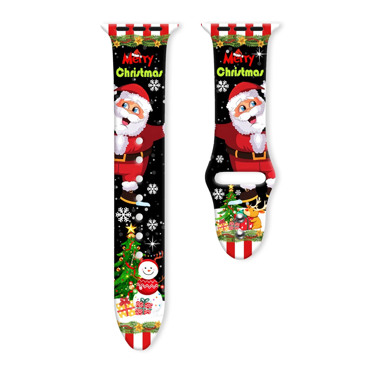 Christmas Series Print Silicone Strap for Apple Watch 10 9 8 Band Replaceable Bracelet for iWatch 46mm 44mm 42mm 41mm Watchbband