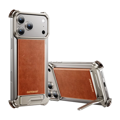 Oatsbasf Leather Phone Case for iPhone 17 Pro/Pro Max/17 Air with Kickstand Frameless Magnetic Shockproof Bumper Protective Case