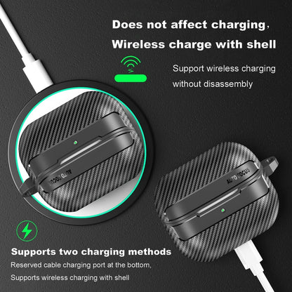 2024 New TPU Cover For Samsung Galaxy Buds 3 Pro Buzz 3 Pro Buds3 Pro Case Carbon Fibre Pattern PC Protective Cases With Hook
