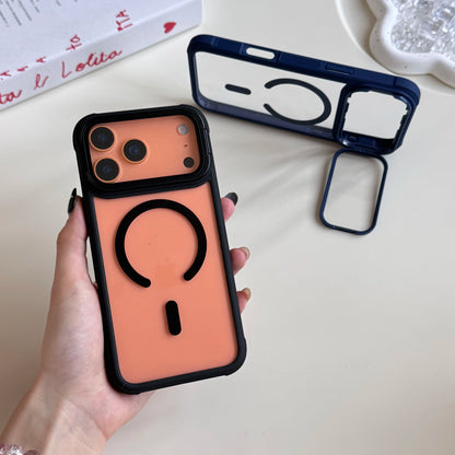 For Magsafe Glass Lens Holder Clear Case for IPhone 17 Pro Max 17 Pro Original Color Magnetic Wireless Charging Shockproof Cover