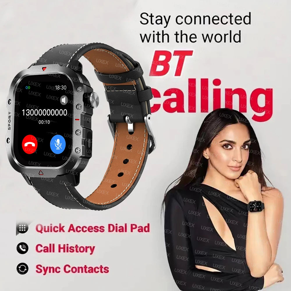 Military 2026 Sports Smartwatch Men 2.01 inch HD LED Flashlight Christmas Gift Screen Bluetooth Talking Multifunction Smartwatch