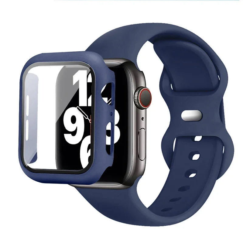 Silicone Strap+case for Apple Watch Band 44mm 40mm 45mm 41mm 49mm 42mm 38mm 44 45 Mm Bracelet Iwatch Ultra Series 7 Se 3 4 5 6 8